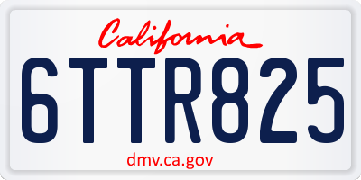 CA license plate 6TTR825