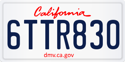 CA license plate 6TTR830