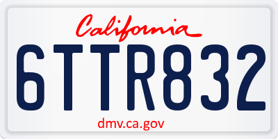 CA license plate 6TTR832