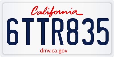 CA license plate 6TTR835