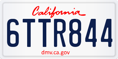 CA license plate 6TTR844