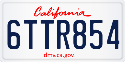 CA license plate 6TTR854