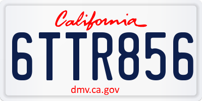 CA license plate 6TTR856