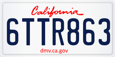 CA license plate 6TTR863