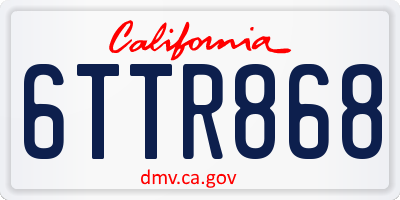 CA license plate 6TTR868