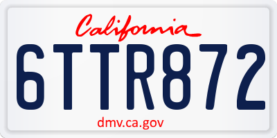 CA license plate 6TTR872
