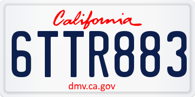 CA license plate 6TTR883