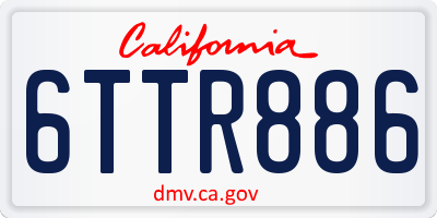 CA license plate 6TTR886