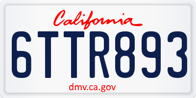 CA license plate 6TTR893