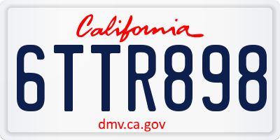 CA license plate 6TTR898