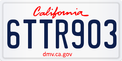 CA license plate 6TTR903