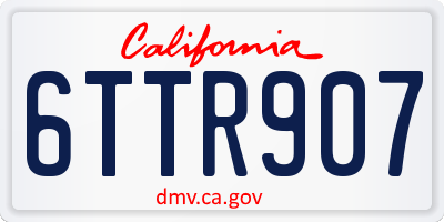 CA license plate 6TTR907
