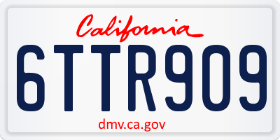 CA license plate 6TTR909