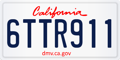 CA license plate 6TTR911