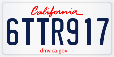 CA license plate 6TTR917