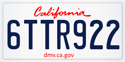 CA license plate 6TTR922