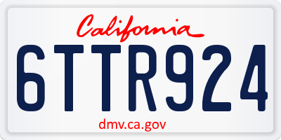 CA license plate 6TTR924