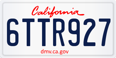CA license plate 6TTR927