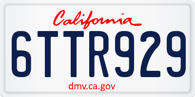 CA license plate 6TTR929