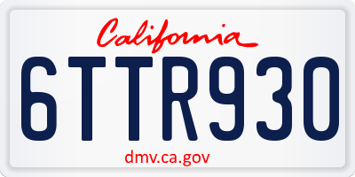 CA license plate 6TTR930