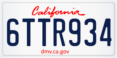 CA license plate 6TTR934