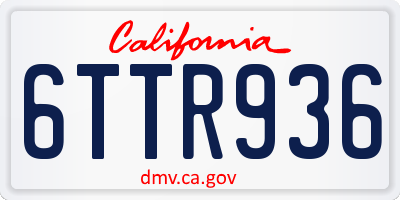 CA license plate 6TTR936
