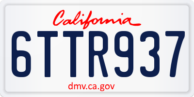 CA license plate 6TTR937