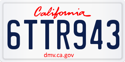 CA license plate 6TTR943