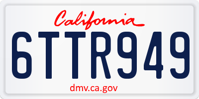 CA license plate 6TTR949