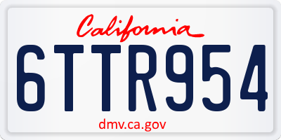 CA license plate 6TTR954
