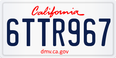 CA license plate 6TTR967
