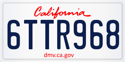 CA license plate 6TTR968