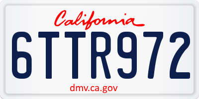 CA license plate 6TTR972