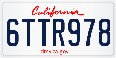 CA license plate 6TTR978