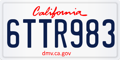 CA license plate 6TTR983