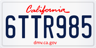 CA license plate 6TTR985
