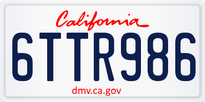CA license plate 6TTR986