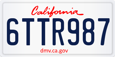 CA license plate 6TTR987