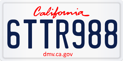 CA license plate 6TTR988