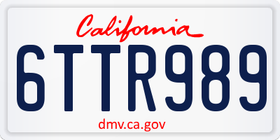 CA license plate 6TTR989