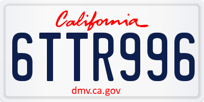 CA license plate 6TTR996