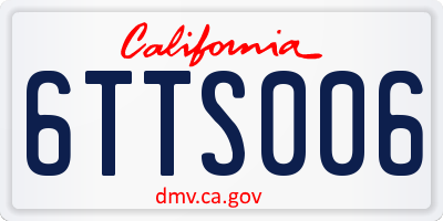 CA license plate 6TTS006