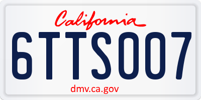 CA license plate 6TTS007