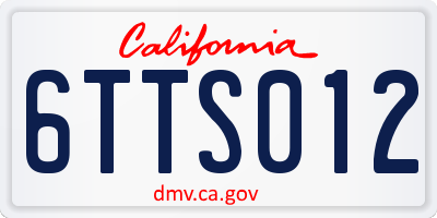 CA license plate 6TTS012