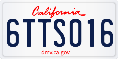 CA license plate 6TTS016