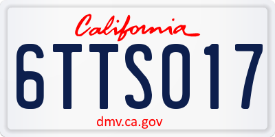 CA license plate 6TTS017
