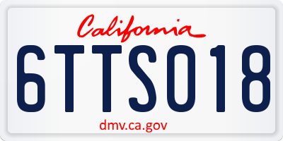 CA license plate 6TTS018