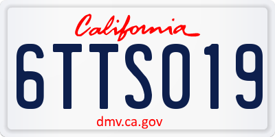 CA license plate 6TTS019