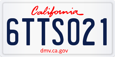 CA license plate 6TTS021
