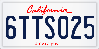 CA license plate 6TTS025
